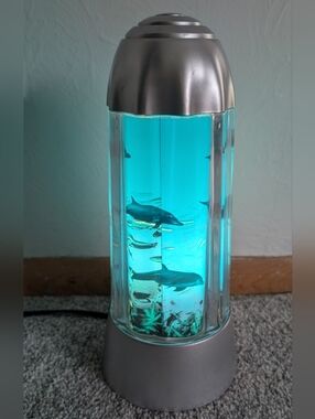Vintage Dolphin Motion Lamp Night Light Rotating Fish/Ocean/Aquarium Y2K 1994